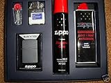 Zippo Feuerzeug Regular Black matte + Gaseinsatz Geschenk-Set