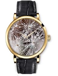 SPRAWL Aanalog Fashion Series Gold Ladies Watches of Genuine Black Leather Strap,Unique Wrist Watch for Women Girls Designed with Flower and water drops