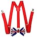 Premium Quality 1 Inch Suspender & 4.5 Inch Bowtie Combo Set, Mens Womens Unisex
