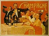 Champagne Party Foret French Vintage Poster