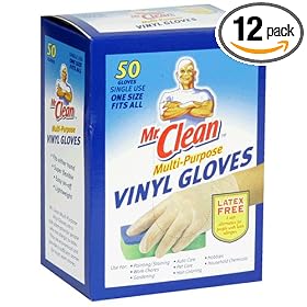 Mr. Clean 4850-01 Vinyl Disposable Gloves, 50 Count Boxes (Pack of 12)