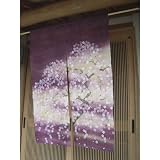 SAKURA - Cherry Blossom Hand-Painted Japanese Noren Curtain, Mauve