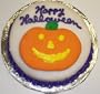 Raspberry Decorated Cake Single Layer 8" Round Topped with Pumpkin Cookie Purple Trim