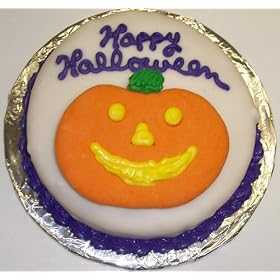 Raspberry Decorated Cake Single Layer 8" Round Topped with Pumpkin Cookie Purple Trim