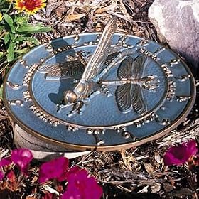 Cast Aluminum Metal DRAGONFLY Garden Sundial by WHITEHALL PRODUCTS Verdigris Finish