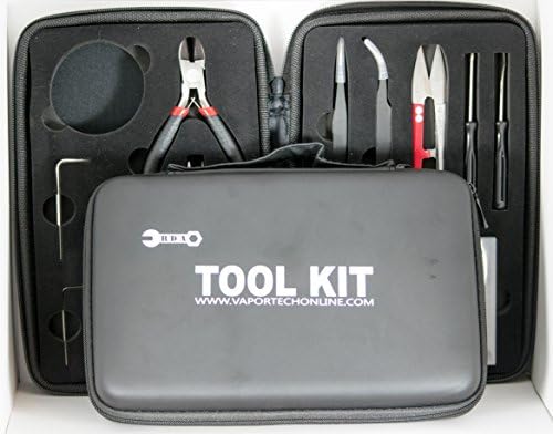 Vapor Tech RDA Tool Kit W/allen Wrenches, Coil Winder, Needle Nose Pliers, Wire Cutters Straight and Curved Tweezers, Cotton Shears, Screw Drivers, Volt/ohm Meter, Battery Box