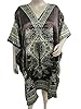 Brown Poncho Kaftan Satin Printed Tunic Top
