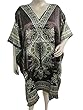 Brown Short Poncho Kaftan Printed Tunic Top