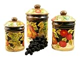 WINTER TUSCANY GRAPES FRUIT WINE 3 PC CANISTER SET