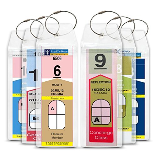 Cruise Tag Caddy 8 Pc Slim Zip Top Luggage Tag Holders for Royal Caribbean.....