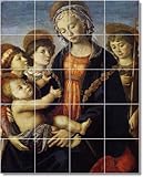Sandro Botticelli Religious Backsplash Tile Mural 19. 12.75x34 in. using (24) 4.25x4.25 tiles.