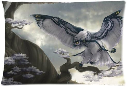 Libra Girl Custom It Art Bird Wings Flight Fea Rs Eyes Tree Branch Sky Rain Rectangular Decorative Cotton Polyester Pillow Case Cushion Cover 20X30 Inch Zipper Pillowcase(Two Sides)