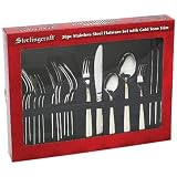 Sterlingcraft® 20pc Stainless Steel Flatware Set with Gold Tone Trim
