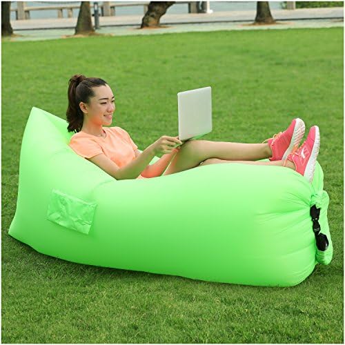YAXXO Inflatable Outdoor Air Sleep Sofa Couch Lounger Portable Furniture (Green) Lay Back Bag