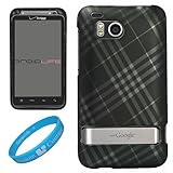 Matte Black with Silver Plaid Design 2 Piece Protective Snap-On Case for HT ....