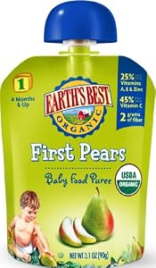 Earth's Best Puree Pears, 3.1-Ounce (Pack of 12)