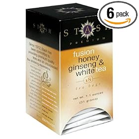 Stash Premium Fusion Honey Ginseng & White Tea, Tea Bags, 18-Count Boxes (Pack of 6)