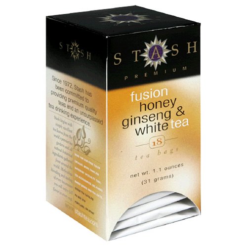 Stash Premium Fusion Honey Ginseng & White Tea, Tea Bags, 18-Count Boxes (Pack of 6) by Honey