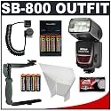 Nikon SB-800 AF Speedlight Flash + 8 Batteries & Charger + Flash Bounce Reflector + TTL Flash Cord + Stroboframe 350 Flash Bracket for Nikon D40, D40x, D50, D60, D70s, D80, D200, D300 & D700 Digital SLR Cameras