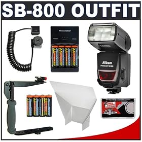 Nikon SB-800 AF Speedlight Flash + 8 Batteries and Charger + Flash Bounce Reflector + TTL Flash... by 