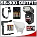 Nikon SB-800 AF Speedlight Flash + 8 Batteries & Charger + Flash Bounce Reflector + TTL Flash Cord + Stroboframe 350 Flash Bracket for Nikon D40, D40x, D50, D60, D70s, D80, D200, D300 & D700 Digital SLR Cameras