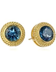 Gold-Tone Sterling Silver Gemstone Stud Earrings