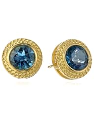 Gold-Tone Sterling Silver London Blue Topaz Stud Earrings (4.50cttw)