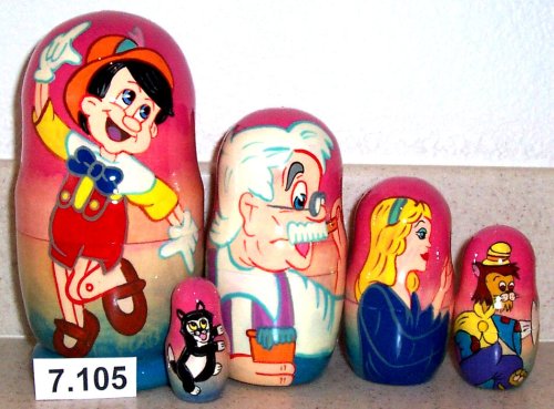 Childrens Toyshop  Toys : Russian Nesting Doll Pinocchio 5 Pc / 7 in #7.105