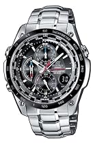 Casio - EQW-500DBE-1AVER - Montre Edifice Radio Pilot&eacute;e - Quartz Analogique - Chronographe - Alarme - Fuseaux Horaires - Dateur - Etanche 10 ATM - Bracelet Acier