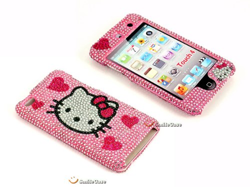 Hello Kitty Bling Rhinestone Crysal Jeweled Snap on Full Cover Case for iPod 