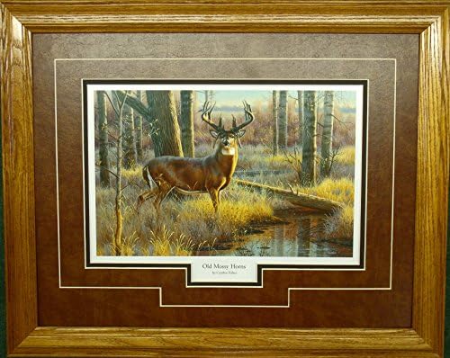 Framed & Matted Wildlife Art "Old Mossy Horns"