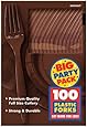 Amscan Big Party Pack 100 Count Mid Weight Plastic Forks, Brown