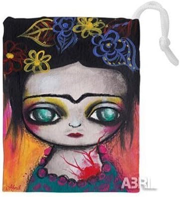 Colorful Frida Drawstring pouch bag by Abril Andrade