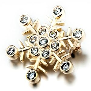 Pugster 22K Golden Plated Christmas Snowflake With Clear White Swarovski Crystal Diamond Accent Brooches & Pins