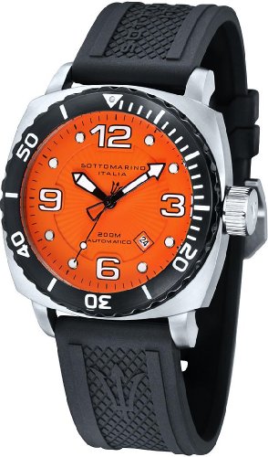 Mens Dive Watch Rubber Band Orange Dial by Sottomarino SM70082-C