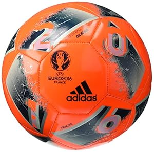 adidas Performance Euro 16 Glider Soccer Ball, Solar Orange/Utility Green/Ice Green/Vapour Steel Grey, Size 5