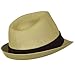 Solid Band Summer Straw Fedora - Khaki Black W20S58B