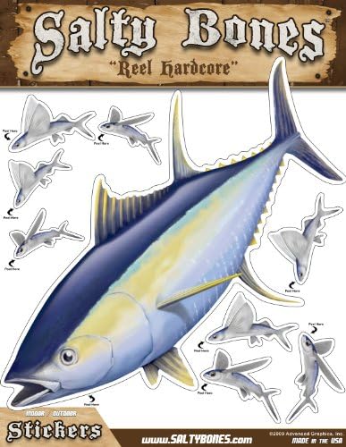 Salty Bones BMEG4006 Large Tuna Action Decal, 13.5-Inches by 10.5-Inches