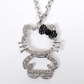  Hello Kitty Figure Necklace Pendant Bowknot Silver