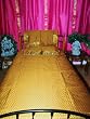 3p Twin Bedding Set Silk Sari in Arylide Yellow Indian Decor