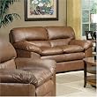 Santa Monica Feather Pillow Top Leather Love Seat By Coaster Furniture