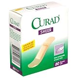 Curad Regular Size Adhesive Bandages, Sheer, 80-Count Boxes (Pack of 12)