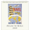 Around the World Cavallini 2009 Vintage Prints easel desk calendar 6 by 6.5 inches Cream Laid paper finish