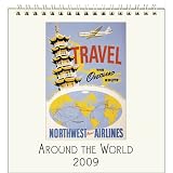 Around the World Cavallini 2009 Vintage Prints easel desk calendar 6 by 6.5 inches Cream Laid paper finish