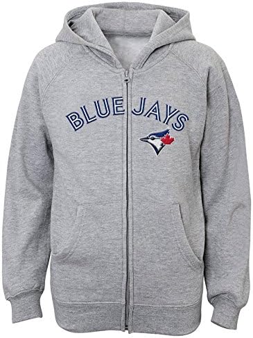 MLB Toronto Blue Jays Youth Boys 8-20 Full Zip Fleece-L (14-16), Steel Heather