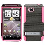 Black Pink 2 in 1 Hybrid Rubber Plastic Skin Case Cover for HTC Thunderbolt ....