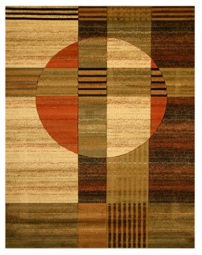 EORC Hand Carved Contemporary Green Geometric Design Rug (7'10 x 9'10)