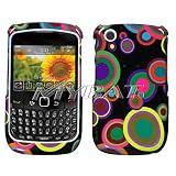 BlackBerry Curve 8520 T-Mobile Snap-on Hard Premium Protector Cover Case, Rainbow Bubbles on Black Design
