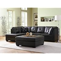 Contemporary Black Leather Sectional Sofa Left Side Chaise by Coaster