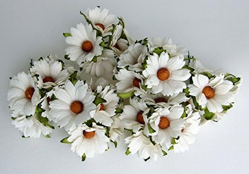 50 Big Daisy White Artificial Mulberry Paper Flower Wedding Scrapbook Wedding